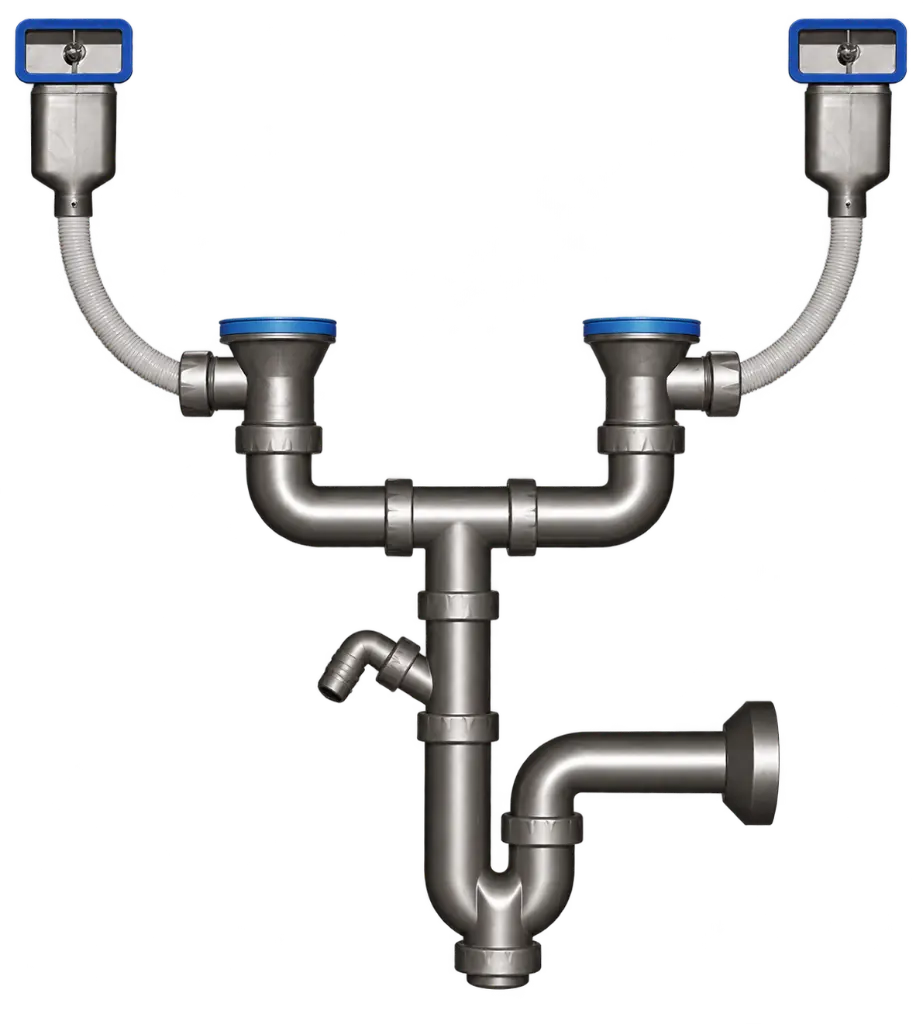 AS 1070 - Siphon Set For Double Bowls (2 afvoer + 2 overloop).webp