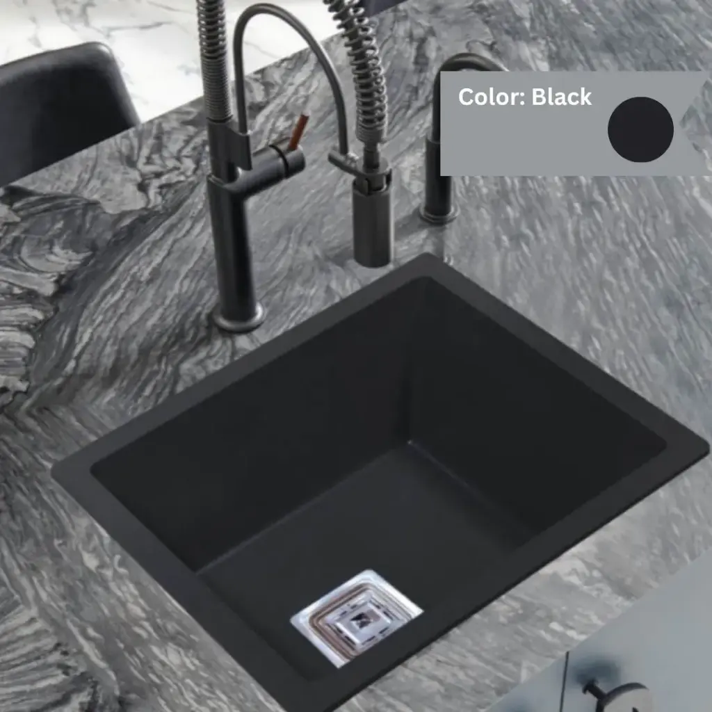 Black - Solo-S2 - Quartz Kitchen Sink - 21"x18"