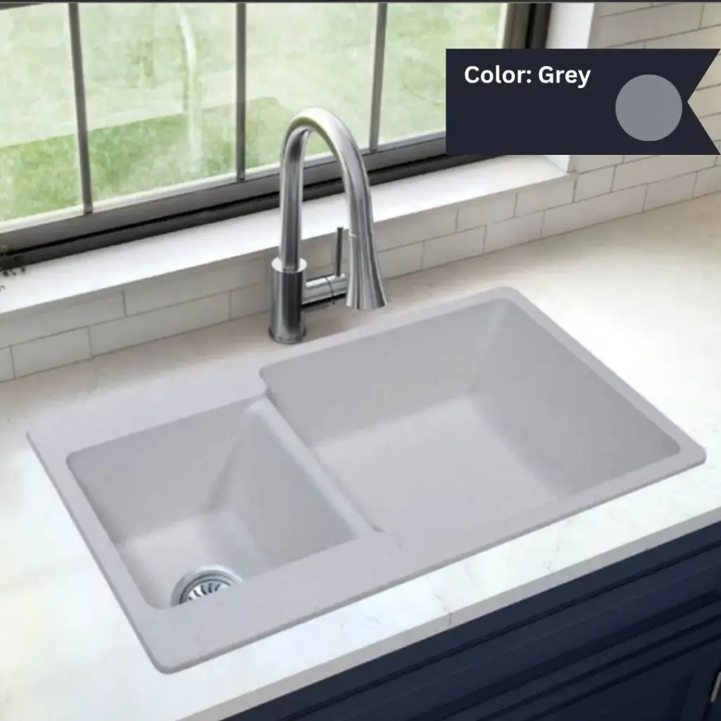 Grey - Eros-E1 - Quartz Kitchen Sink - 19.5"x34"