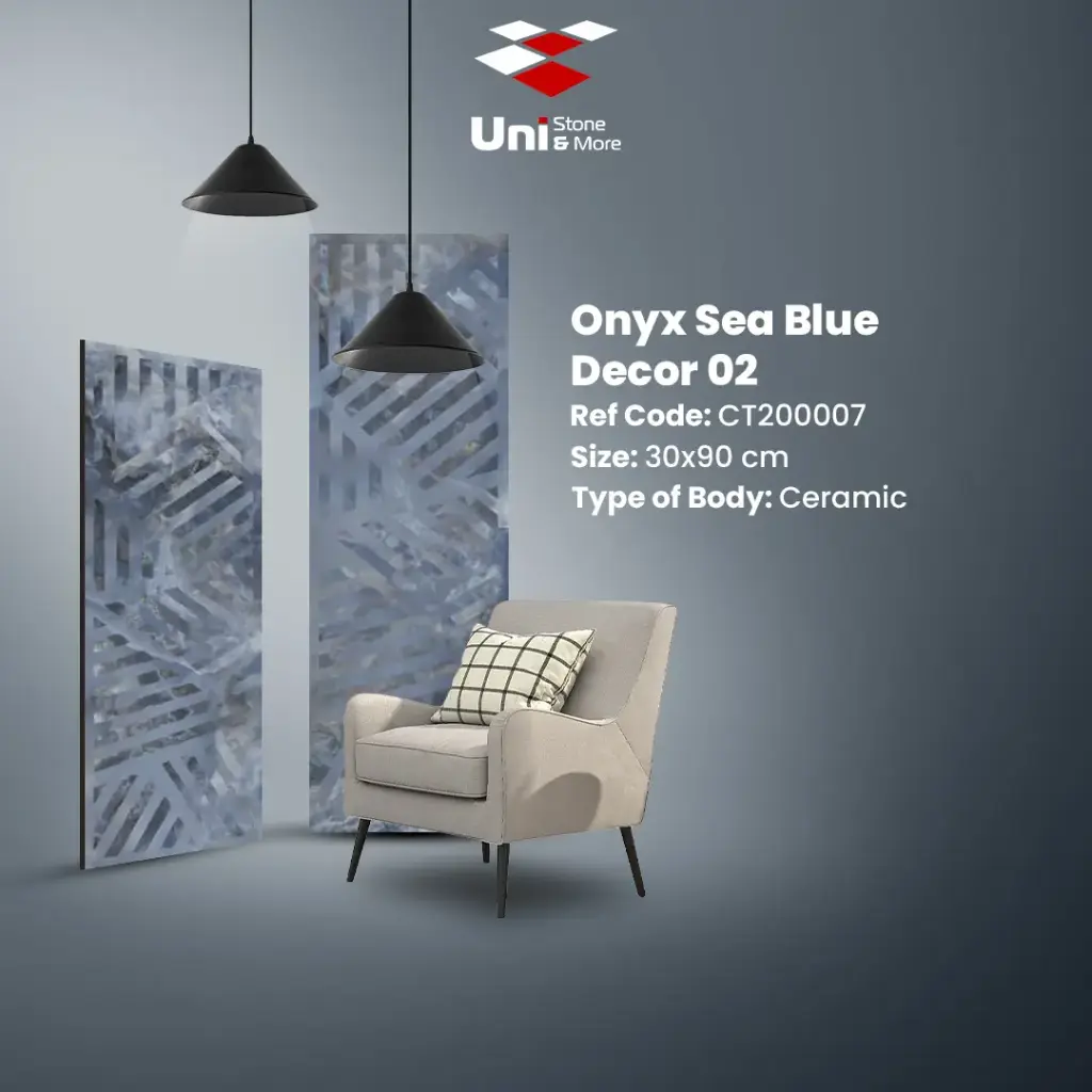 Onyx Sea Blue Decor 02 - Glossy - C - 30x90