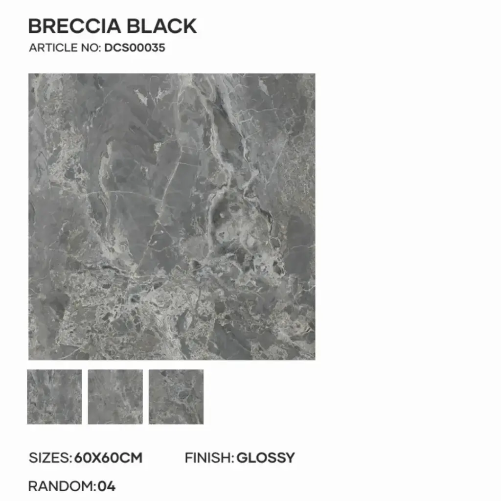 Breccia Black - Glossy - P - 60x60