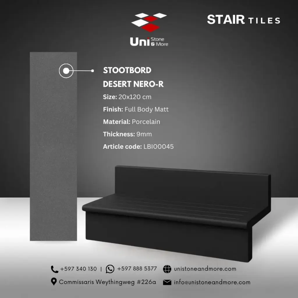 Stootbord Desert Nero-R - Full Body Matt - P - 20x120