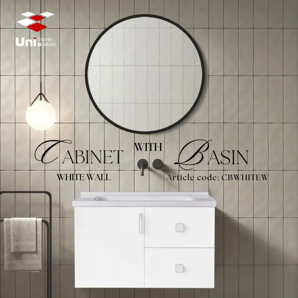 Cabinet with Basin - White Wall - 