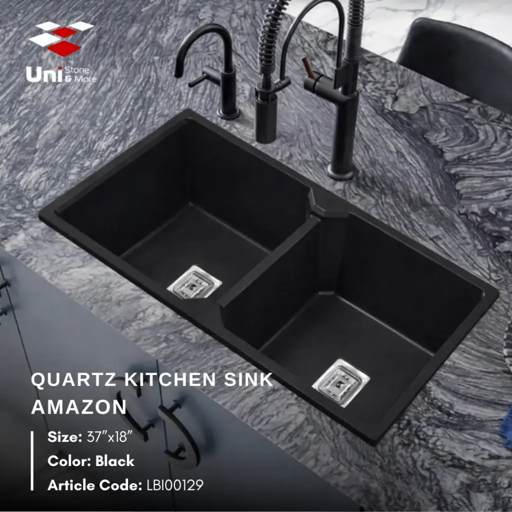 Black - Amazon - Quartz Kitchen Sink - 37"x18"