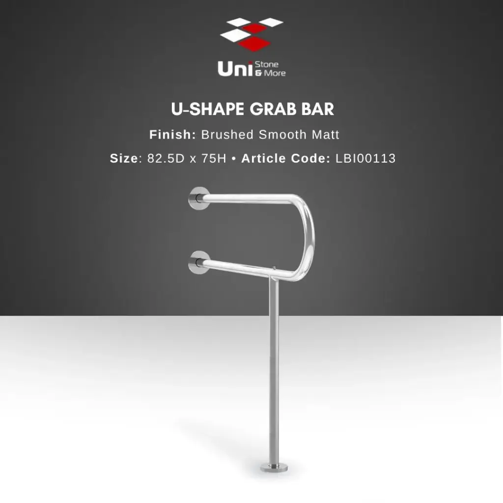 U-Shape Grab Bar - Brushed Smooth Matt - 82.5D x 75H