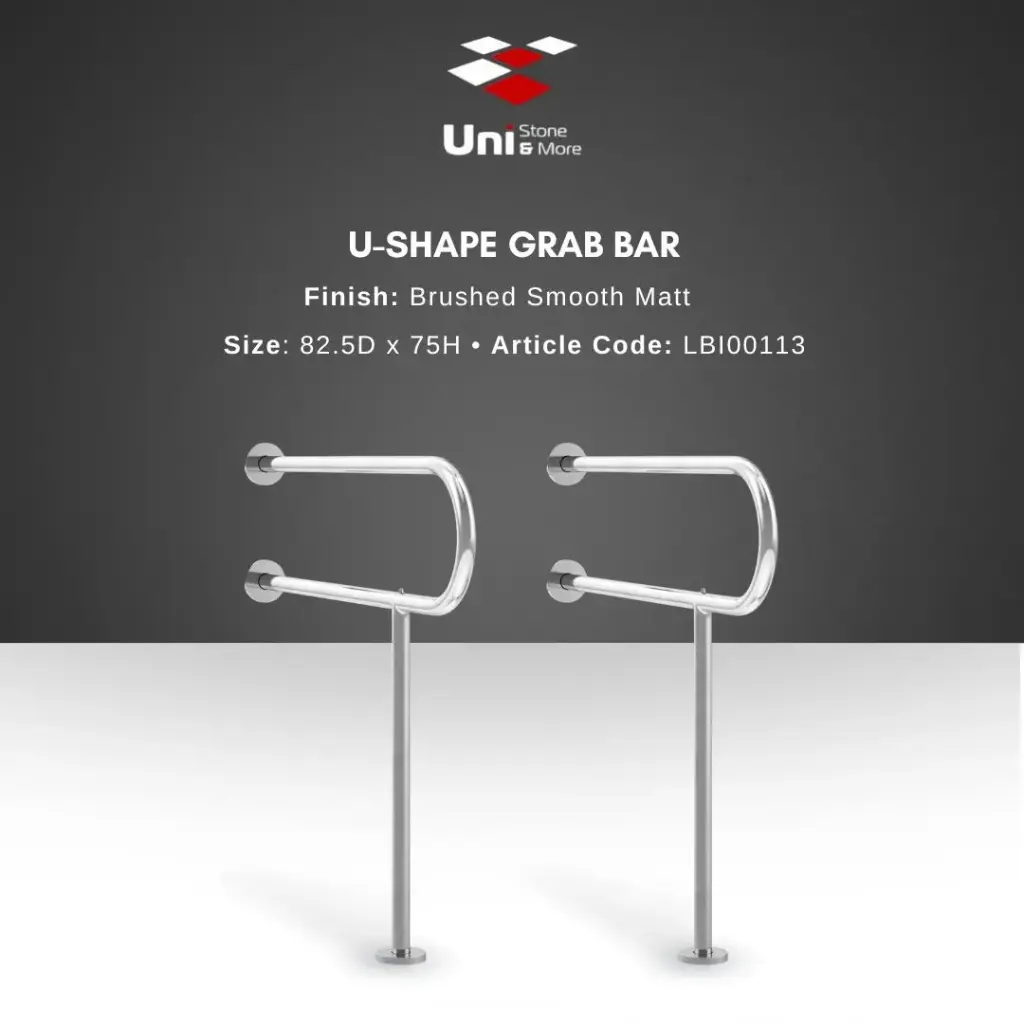 U-Shape Grab Bar - Brushed Smooth Matt - 82.5D x 75H
