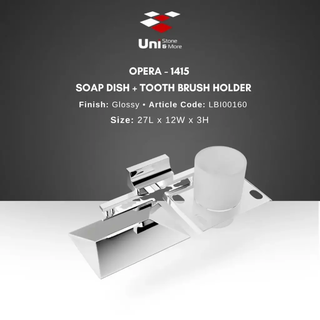 Opera - 1415 Soap Dish + Tooth Brush Holder - Glossy - 27L x 12W x 3H