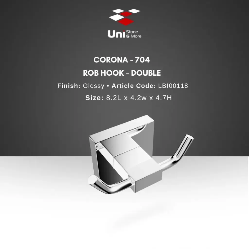 Corona - 704 Rob Hook - Double - Glossy - 8.2L x 4.2W x 4.7H