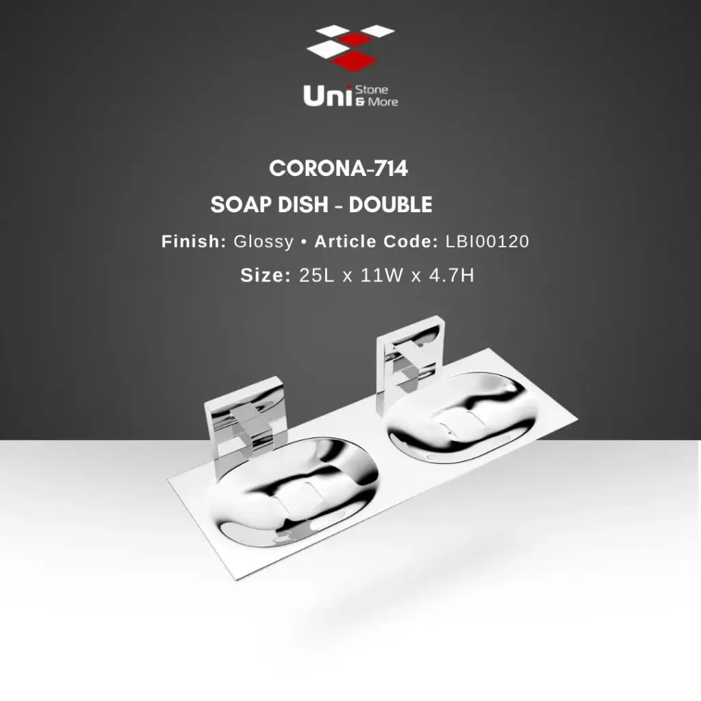 Corona - 714 Soap Dish - Double - Glossy - 25L x 11W x 4.7H