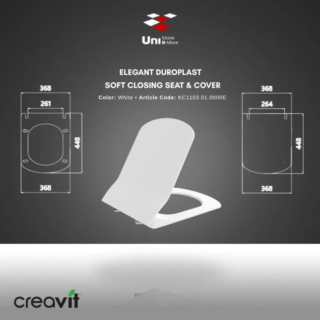 Elegant Duroplast Soft Closing Seat & Cover - White