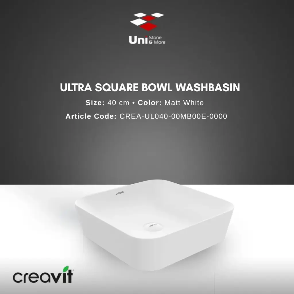 Ultra Square Bowl Washbasin 40 cm - Matt White