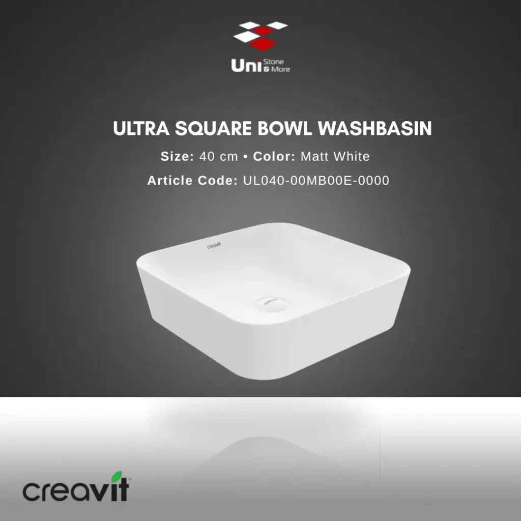 Ultra Square Bowl Washbasin 40 cm - Matt White
