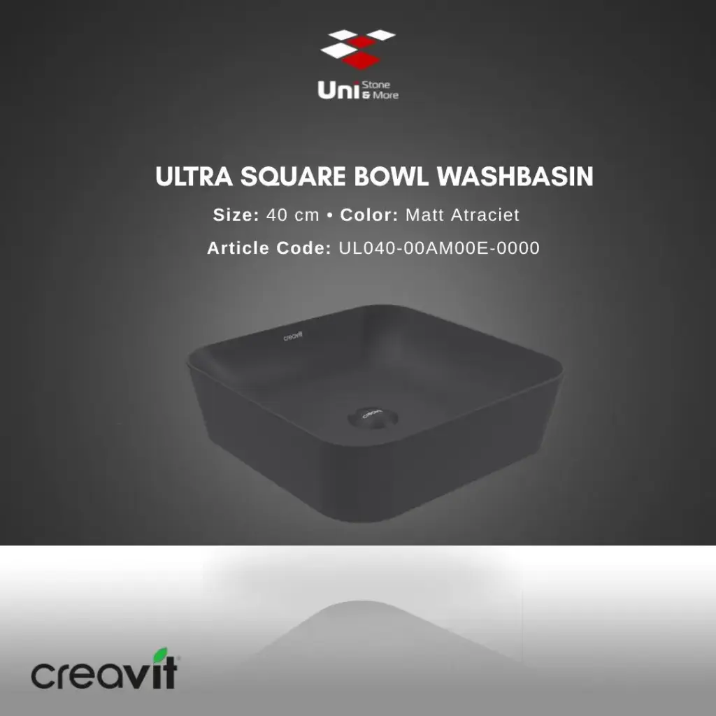 Ultra Square Bowl Washbasin 40 cm - Matt Atraciet