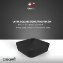 Ultra Square Bowl Washbasin 40 cm - Coal Black