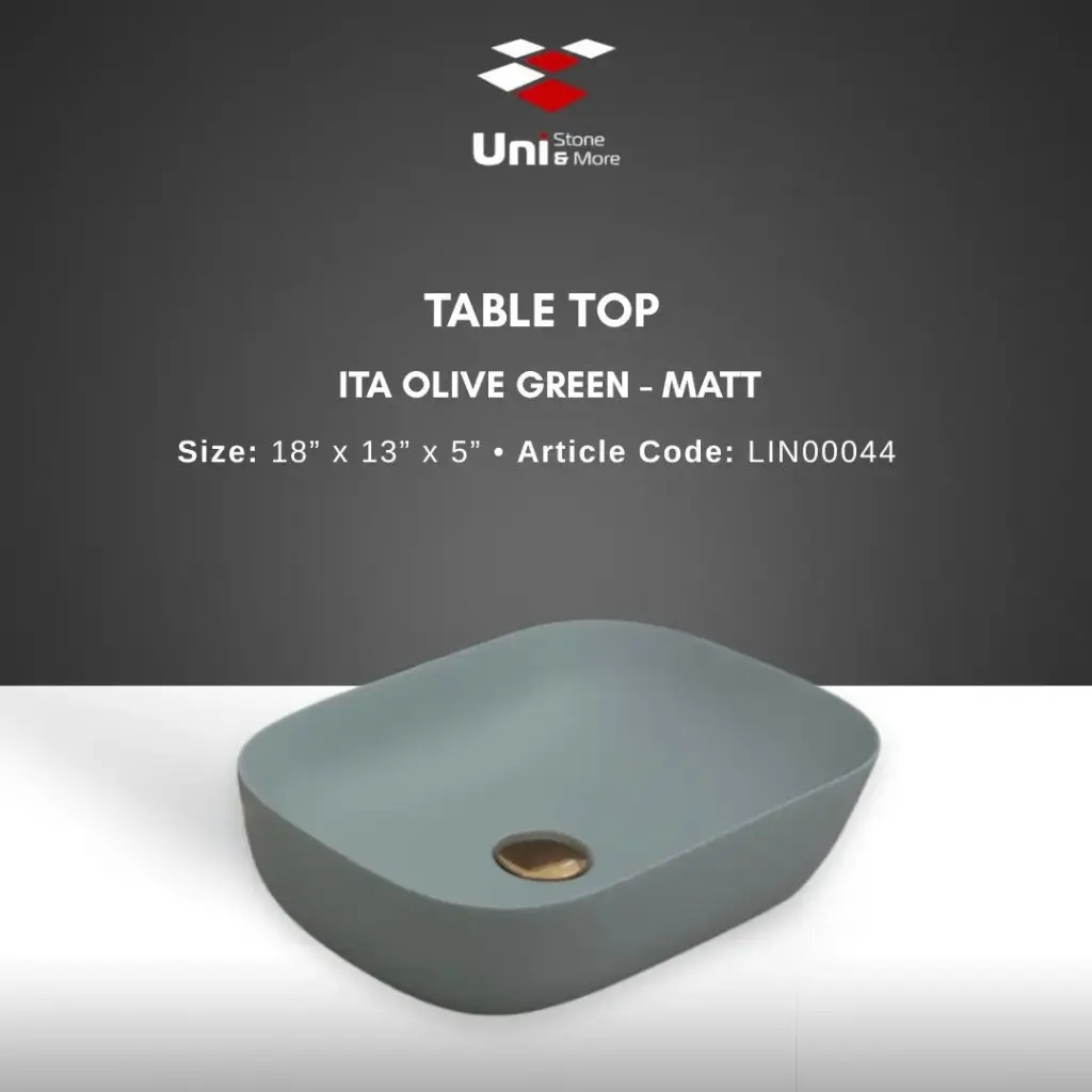 Table Top Ita Olive Green - Matt - 18''x13''x5''