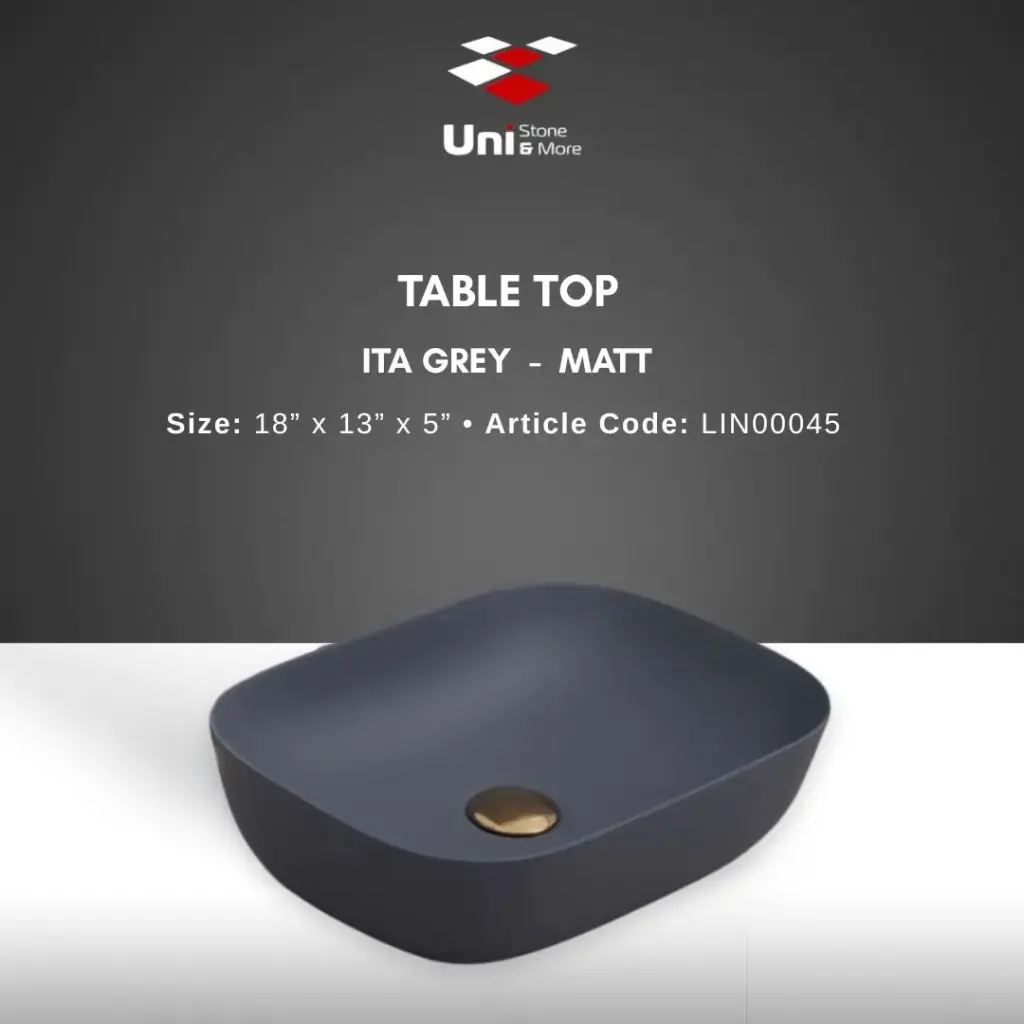 Table Top Ita Grey - Matt - 18''x13''x5''