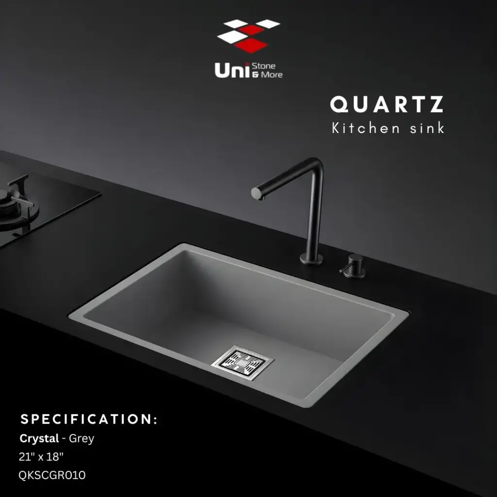Quartz kitchen sink - Crystal - Grey - Q - 21"x18"