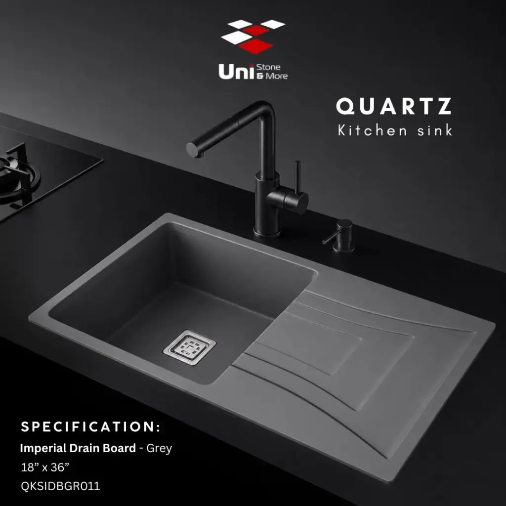 Quartz kitchen sink - Imperial Drain Board - Grey - Q - 18"x36"