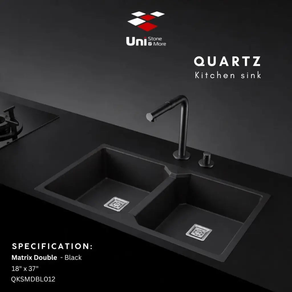 Quartz kitchen sink - Matrix Double - Black - Q - 18"x37"