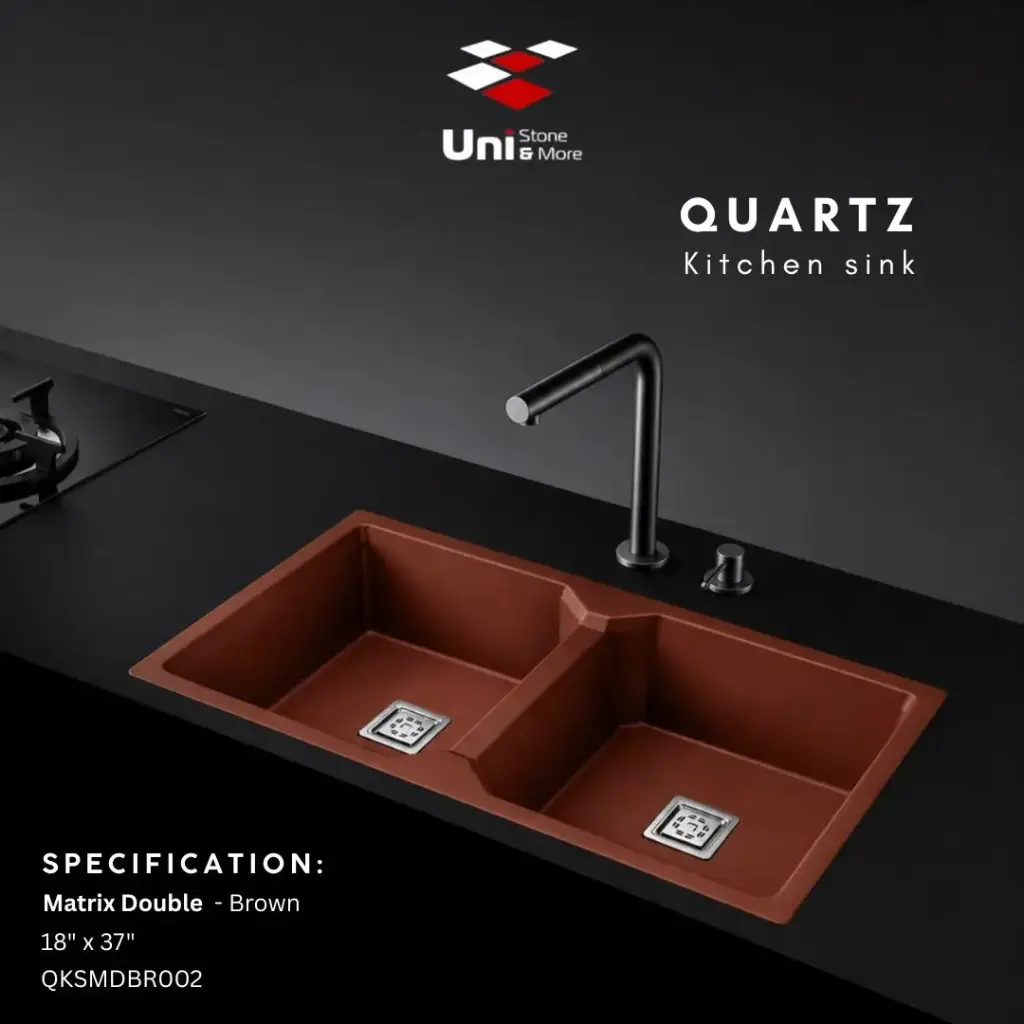 Quartz kitchen sink - Matrix Double - Brown - Q - 18"x37"