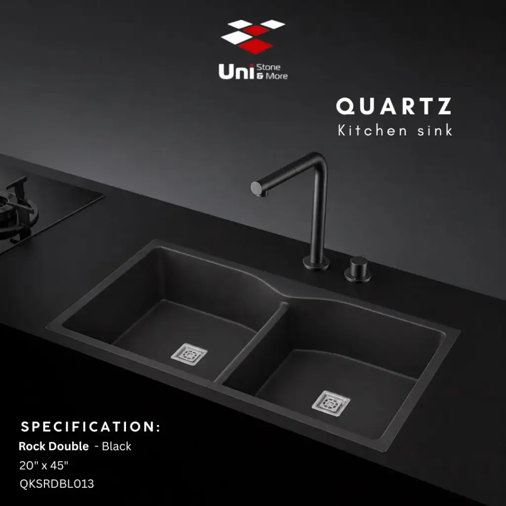 Quartz kitchen sink - Rock Double - Black - Q - 20"x45"