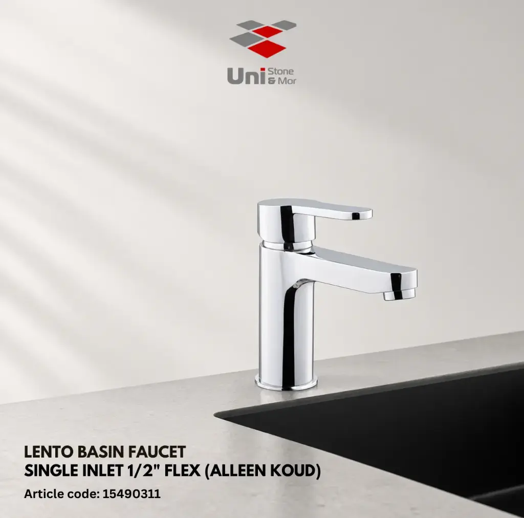Lento Basin Faucet Single Inlet 1/2" Flex (alleen koud)