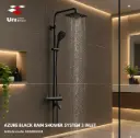 Azure Black Rain Shower System 3 Inlet