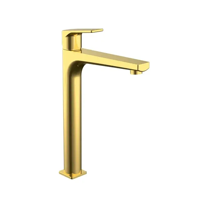 Azure Gold Tall Basin Faucet 1/2" Flex
