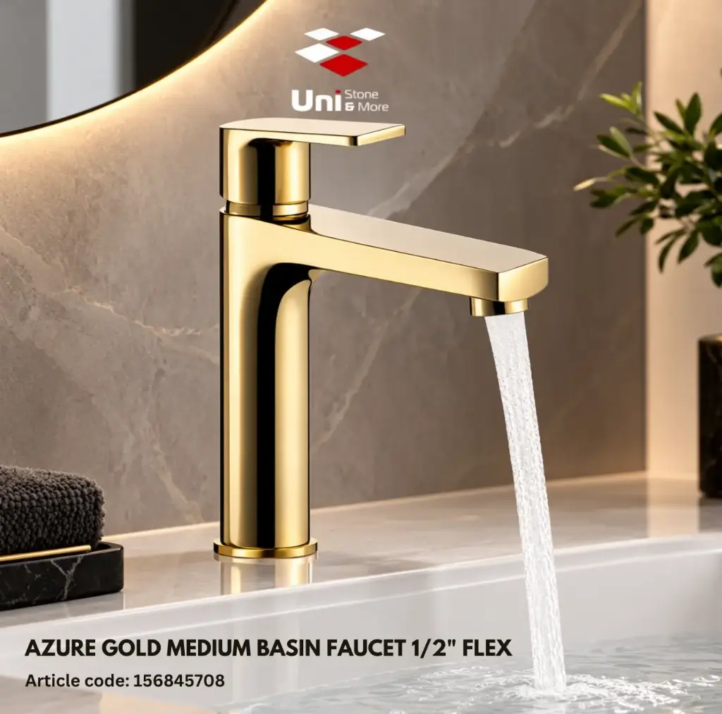 Azure Gold Medium Basin Faucet 1/2" Flex