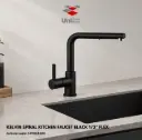 Kelvin Spiral Kitchen Faucet Black 1/2" Flex