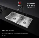 44 X 74 R15 Deep Drawn Double Bowl Polished 1,00MM