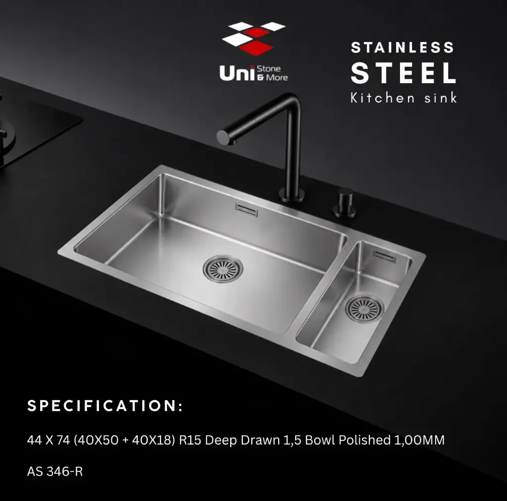44 X 74 (40X50 + 40X18) R15 Deep Drawn 1,5 Bowl Polished 1,00MM