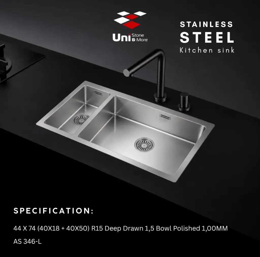 44 X 74 (40X18 + 40X50) R15 Deep Drawn 1,5 Bowl Polished 1,00MM