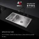 44 X 74 (40X18 + 40X50) R15 Deep Drawn 1,5 Bowl Polished 1,00MM