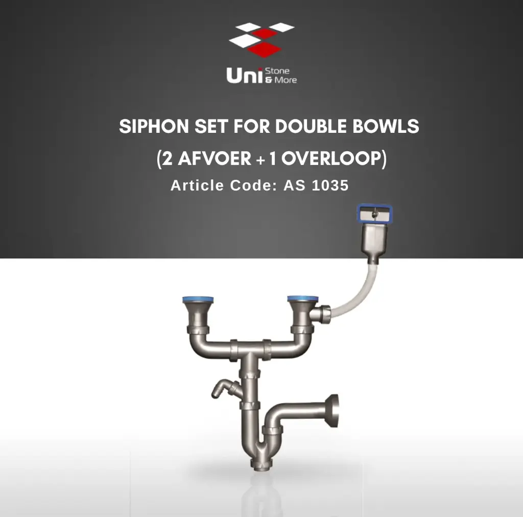 Siphon Set For Double Bowls (2 afvoer + 1 overloop)