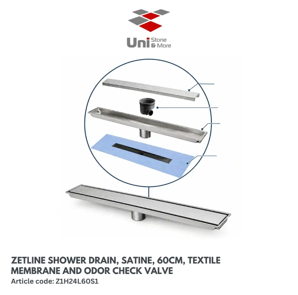 ZetLine Shower Drain Satine 60cm - Membrane - Odor