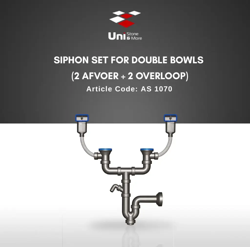 Siphon Set For Double Bowls (2 afvoer + 2 overloop)