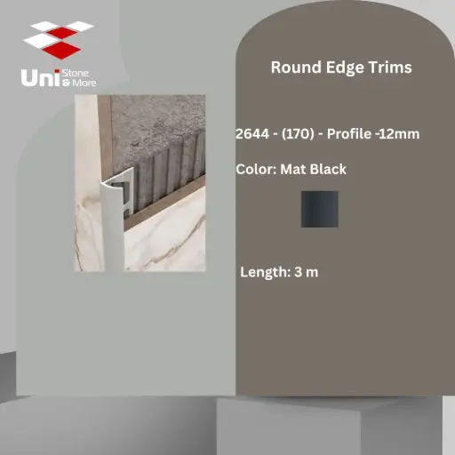 [2644 - 170] 2644 - (170) - Profile -12mm - Mat Black - A