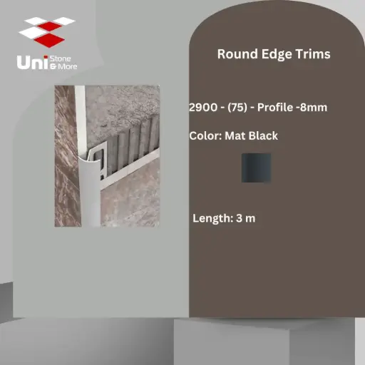 [2900 - 75] 2900 - (75) - Profile -8mm - Mat Black - A