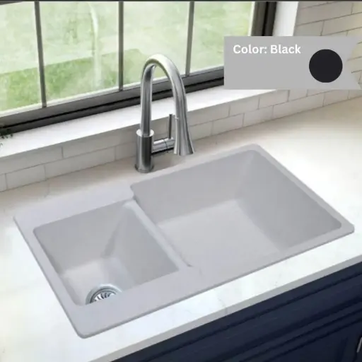 [LBI3-030] Black - Eros-E1 - Quartz Kitchen Sink - 19.5"x34"