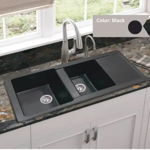 [LBI3-042] Black - Evolution - Quartz Kitchen Sink - 45"x19"