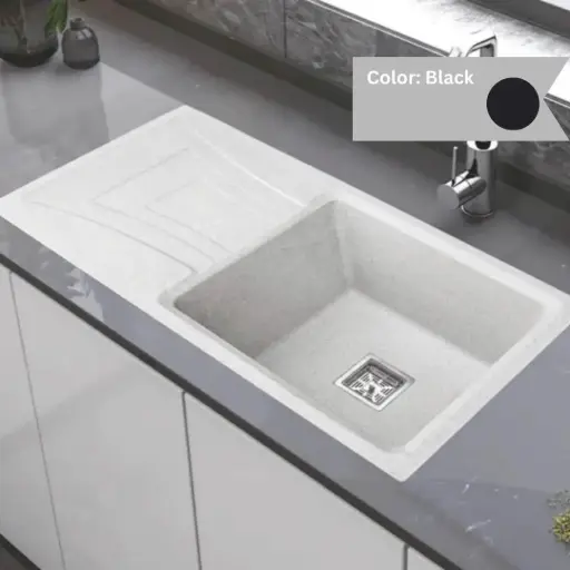 [LBI3-054] Black - Ruga-2 - Quartz Kitchen Sink - 36"x18"