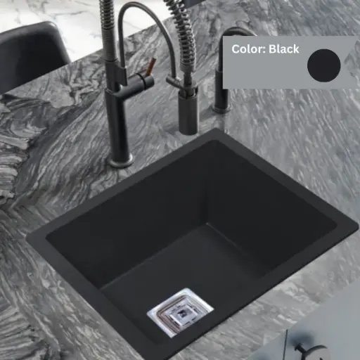 [LBI3-060] Black - Solo-S2 - Quartz Kitchen Sink - 21"x18"