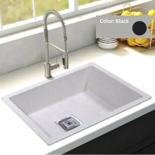 [LBI3-036] Black - Vega-V2 - Quartz Kitchen Sink - 24"x18"