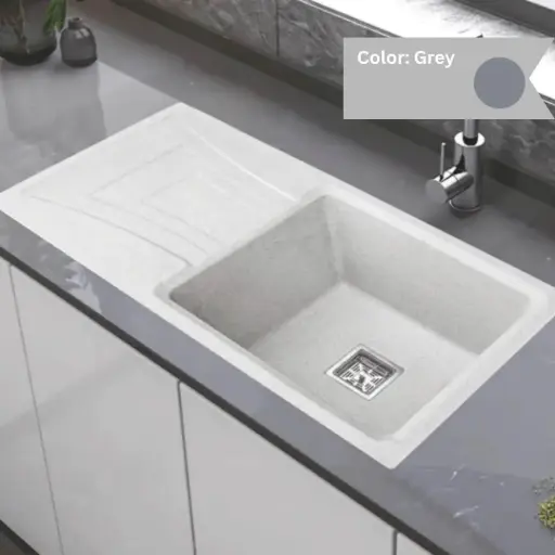 [LBI3-053] Grey - Ruga - Quartz Kitchen Sink - 36"x18"