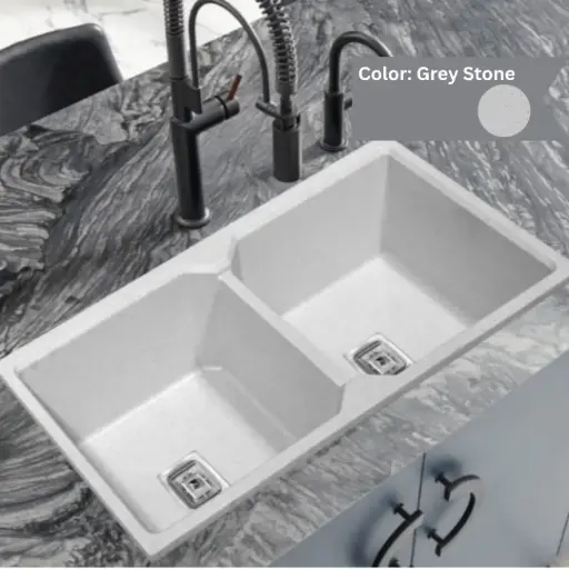 [LBI3-050] Grey Stone - Amazon - Quartz Kitchen Sink - 37"x18"