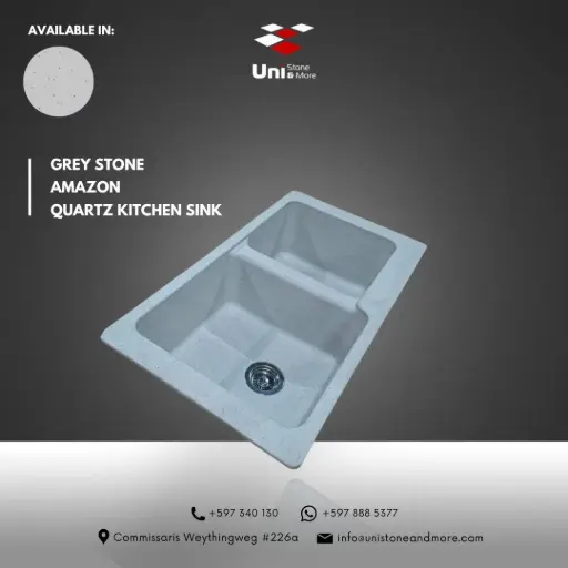 [LBI3-050] Grey Stone - Eros-E2 - Quartz Kitchen Sink - 36"x20"