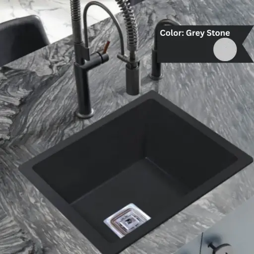 [LBI3-062] Grey Stone - Solo-S2 - Quartz Kitchen Sink - 21"x18"
