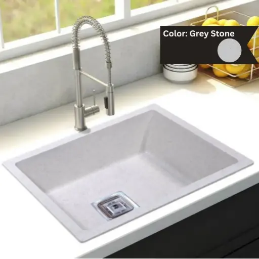 [LBI3-038] Grey Stone - Vega-V2 - Quartz Kitchen Sink - 24"x18"