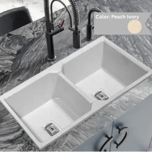 [LBI3-051] Peach Ivory - Amazon - Quartz Kitchen Sink - 37"x18"